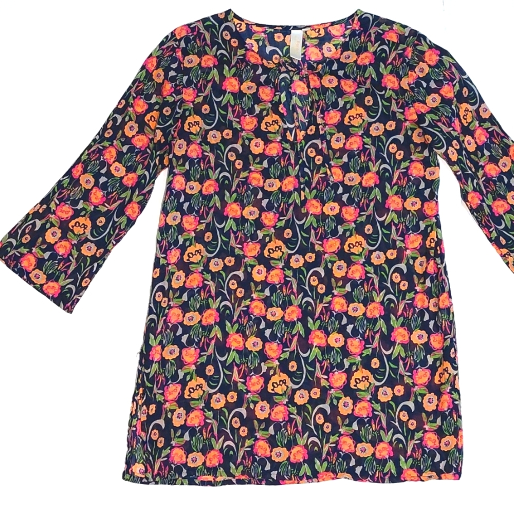 rockflowerpaper Floral Cotton Swimsuit Cover-up, Size S